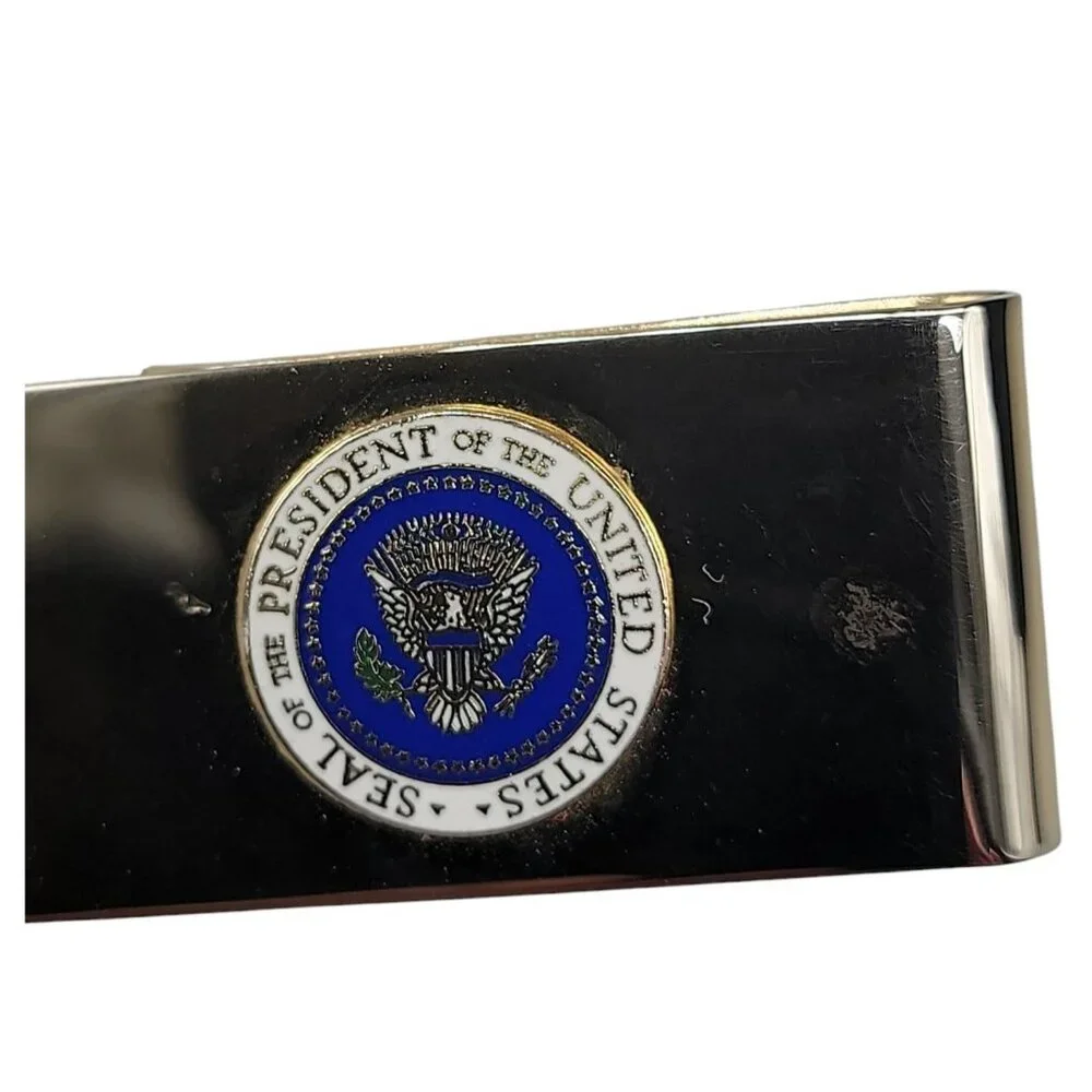 Presidential Seal Money Clip United States Blue White Eagle Shield Gold Tone